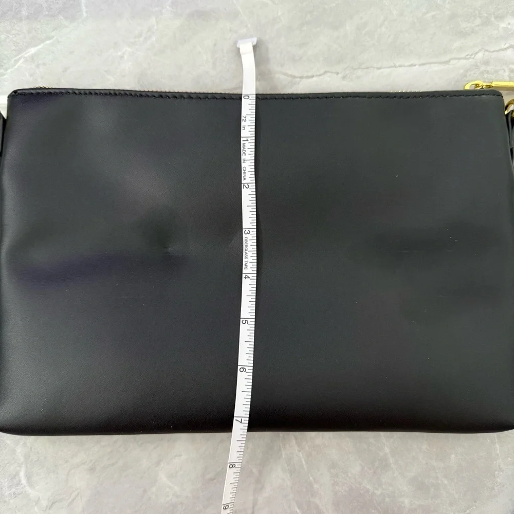 NWOT Joy & Iman Leather Velvet Clutch Crossbody Strap Purse Zipper Closure Bag - Picture 15 of 15